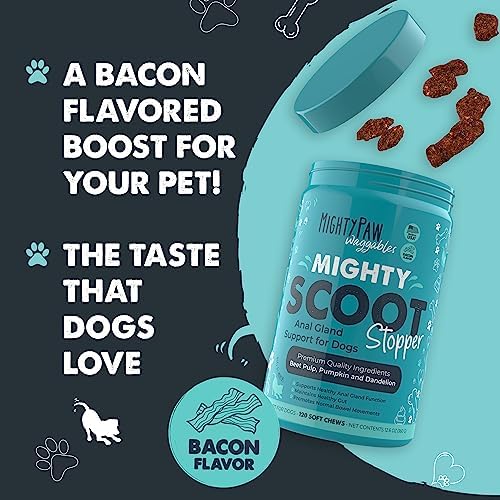 Mighty Paw Mighty Scoot Stopper, Anal Gland Support for Dogs, 120 Soft Chew