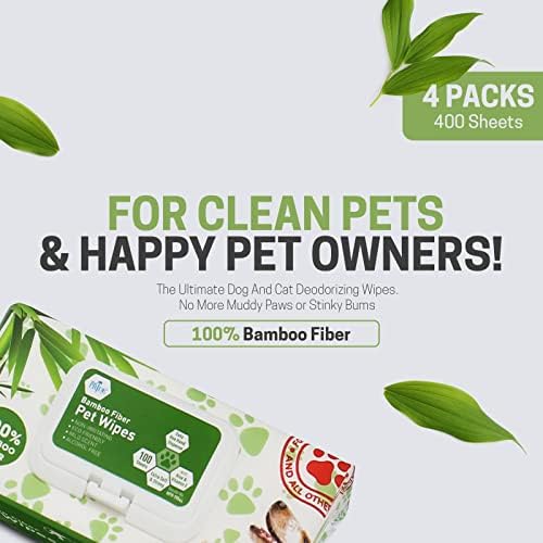 MED PRIDE Bamboo Fiber Dog Wipes 8x8 in,Hypoallergenic,Aloe Vera,400 Count