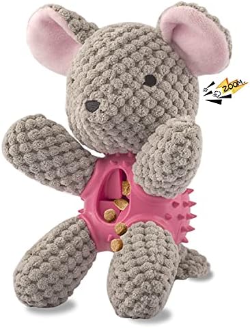 GOOLA Dog Squeaky Toys, Interactive Durable Plush Dog Toy with Squeaker and Crinkle Paper, Natural Rubber Chew Puzzle Dog Toys Leakage Food Toy for Puppy Small Middle Large Dogs, Soft Pet Toys