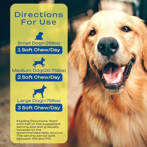 Glucosamine Joint Supplement for Dogs Joint Pain Relief – Glucosamine Chondroitin MSM & Turmeric Hip & Joint Support Chews for Large & Senior Dogs – 120 Ct
