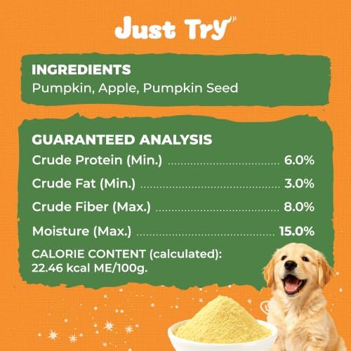 Just Try Pumpkin Powder for Dogs Fiber Supplement Digestive Support 6.35 oz