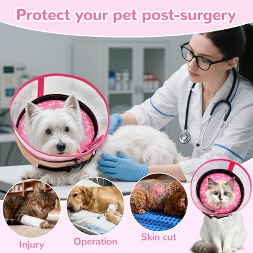 Inflatable Dog Cone Collar with Anti-Licking Clear Shield, for Dogs Cats