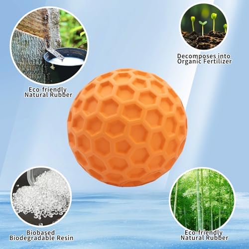 Durable Indestructible Squeaky Dog Ball for Aggressive Heavy Chewers, Unbreakable Tough Natural Rubber Dog Toy, Bouncy Interactive Ball for Medium & Large Dogs, Safe for Teeth & Gums (Orange)