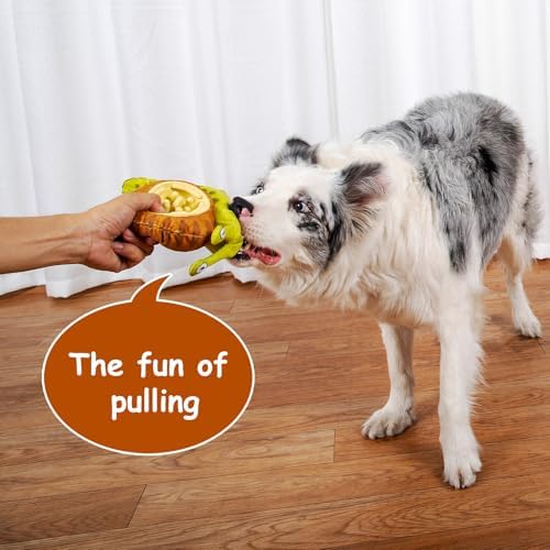 Hollypet Squeaky Plush Stuffed Dog Puzzle Toy with Slow Feeder Bowl, Interactive Chew Toy for Small and Medium Dogs, Snail
