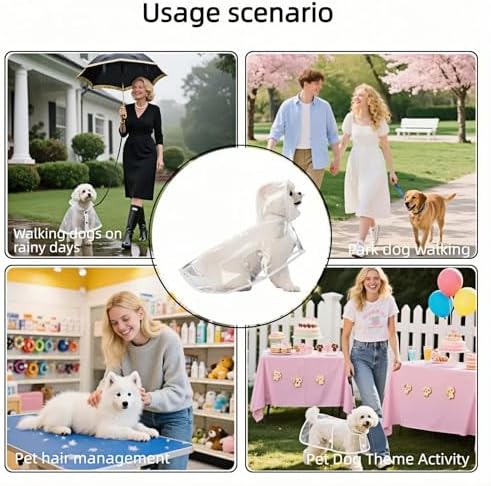 Clear Dog Rain Poncho for Small Medium Dogs,Heavy Waterproof Raincoat with Hidden Leash Hole&Adjustable Snaps,Pet Hooded Cape for Bichon Poodle (20-27lbs) (Transparent, 3X-Large)