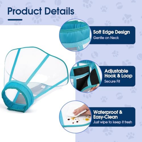 Dog Cone Collar After Surgery, Clear Recovery Collar to Stop Licking