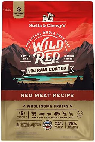 Stella & Chewy's Wild Red Dry Dog Food Raw Coated High Protein Wholesome Grains Red Meat Recipe, 21 lb. Bag