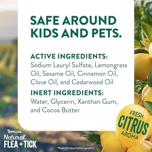 TropiClean Soothing Flea and Tick Shampoo for Dogs, Natural Defense, 20oz