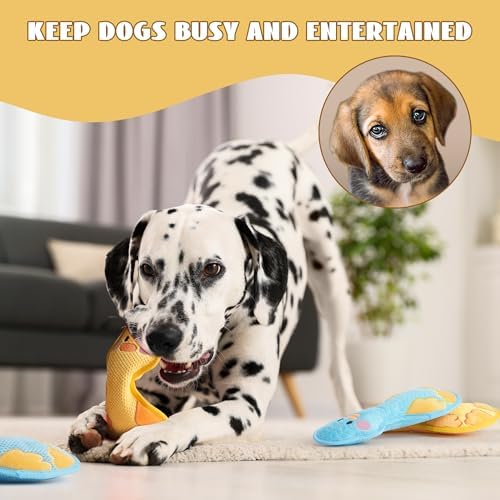 Nocciola Duck Squeaky Dog Toy, New 2025 Indestructible Dog Toy for Aggressive Chewers, Stuffed Toy with Two Tough Layers, Minky Plush for Comfort and Chewing, Yellow