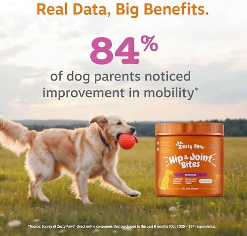 Zesty Paws Glucosamine for Dogs - Dog Joint Supplement, Bacon, 90 Ct
