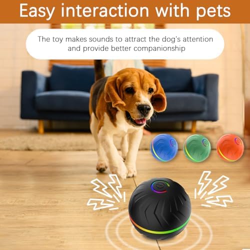 Interactive Dog Toys Dog Ball,Anti Boredom Dog Toys,Durable Motion Activated Automatic Rolling Toys for Small/Medium Dogs,Moving Ball for Dogs to Keep Them Busy,Dog Bows,Fruity Plush Covers(Green)