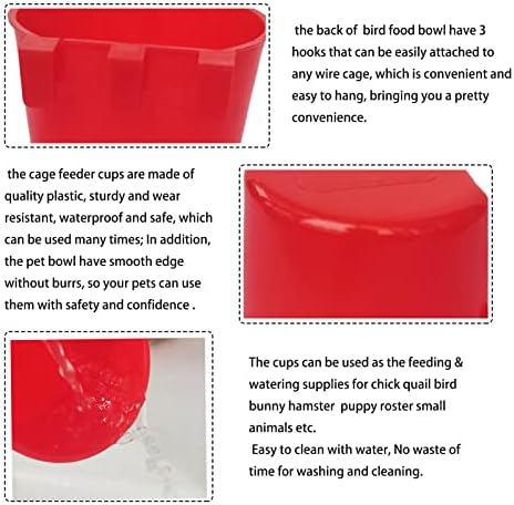 Pack of 40 Cage Cups Birds Feeders Seed Bowl Chicken Feeding Watering Dish Rabbit Water Food Hanging Wire Cages Box 8 oz Coop Cups for Pet Parrot Parakeet Game Fowl Poultry Pigeon
