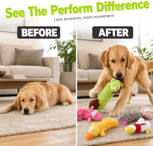 Durable Squeaky Dog Toys for Aggressive Chewers, Indestructible Stuffed Dog Toy for Small Medium Large Dogs, Interactive Chew Teething Puppy Toy for Indoor Outdoor Play (Gray)