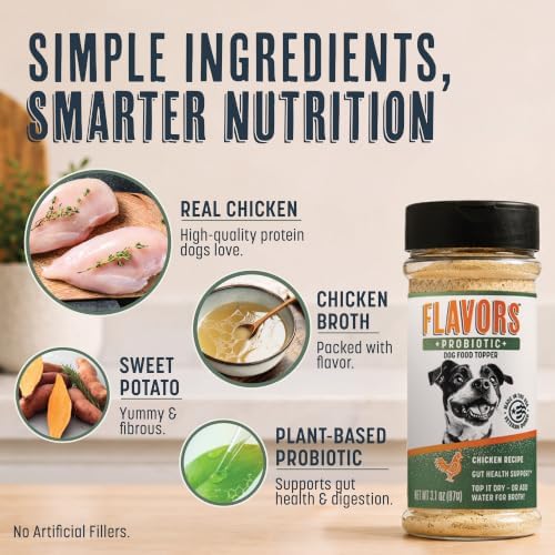 Flavors Probiotics + Dog Food Topper, Chicken Recipe, 3.1 oz, 2 Pack