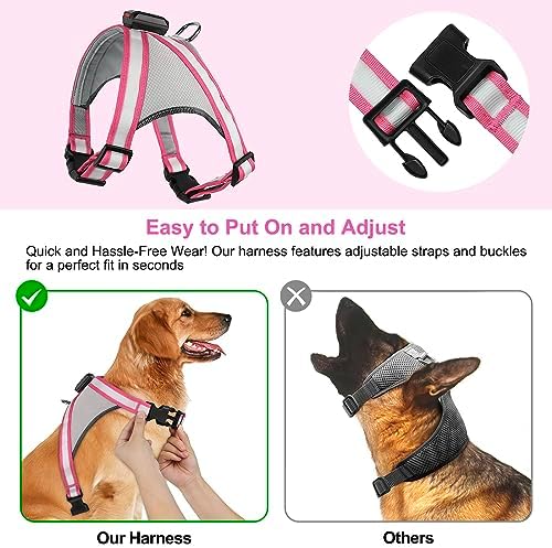 Visinite LED Dog Harness, USB Rechargeable Light Up Dog Vest, 2 Illuminate Modes Glow in The Dark Dog Harness, Adjustable Lighted Pet Harness Light for Night Walking Safety (Pink, S)