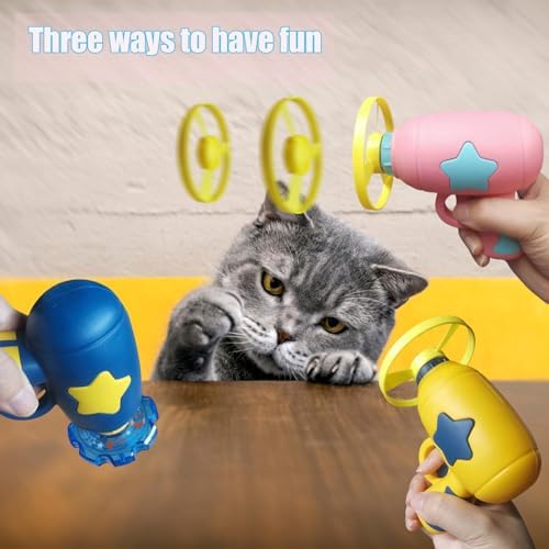 Cat Fetch Toys, Interactive Flying Cat Toy with 20 Flying Propellers, Dog Cat Pet Tracks Chasing Toy for Indoor,Outdoor Cats(Dark Blue+20 Propellers)