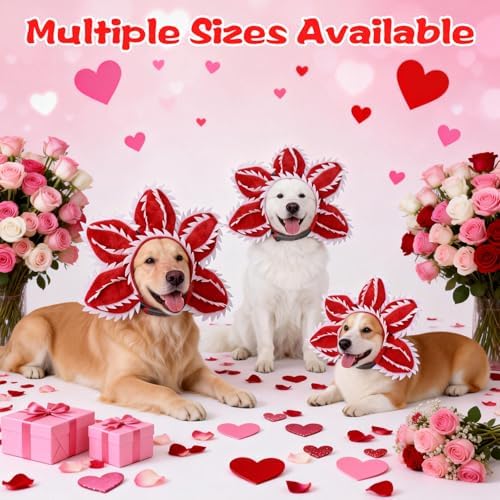 Pet Demon Dog Costume Funny Carnivorous Plant Dog Adjustable Hat Costume with Soft Material Flower Accents (Small)