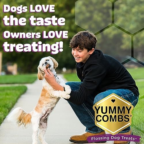 Yummy Combs Dog Dental Treats – Vet VOHC Approved – Delicious Chicken Protein – Removes Tartar with Cleaning Comb Shape – Dental Dog Treats for Medium Dogs (12oz, 15 Count)