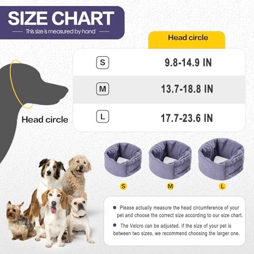 Meifsou Quiet Ears for Dogs - Adjustable Ear Covers for Noise, No Shake Dog Head Wrap, Dog Calming Hood for Thunder, Lightning, Fireworks, Vet Visits, Polyester and Stretch Cotton Blend, Purple M