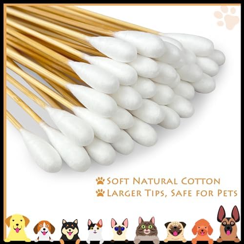 eyxformula Large Cotton Swabs for Dogs, FSC Certified 6 Inch Bamboo Sticks