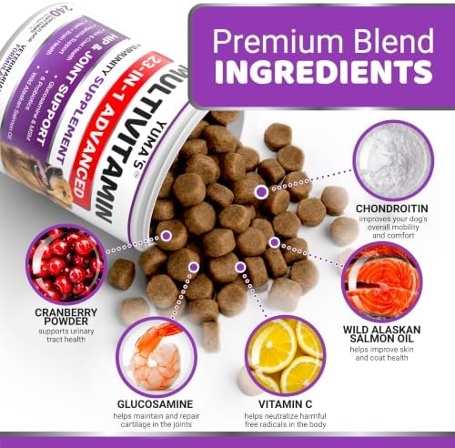Dog Vitamins and Supplements, 240 Treats, Dog Multivitamin with Glucosamine