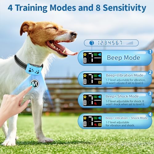 Smart Bark Collar for Large Dogs with 8 Adjustable Sensitivity Levels | Anti-False Trigger Technology, 4 Humane Modes (Beep/Vibration), Rechargeable & IP67 Waterproof Stop Barking Collar