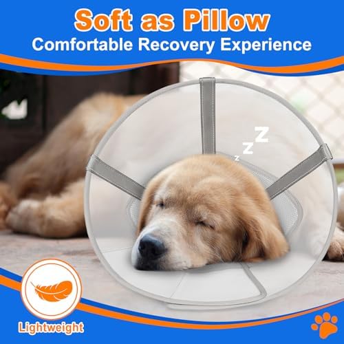 Breathable Mesh Dog Cone Collar for Surgery, Soft Elizabethan Recovery Alternative to Stop Licking,Pet Neck Collar for Large Medium Small Breeds