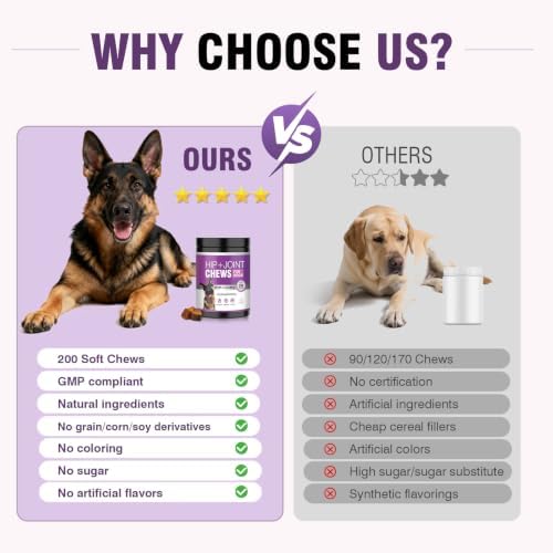 Hip and Joint Supplement for Dogs 200ct, Glucosamine Chondroitin for Dogs