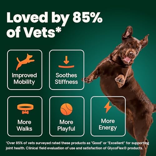 VetriScience Extra Strength Healthy Hip & Joint-Chews, GlycoFlex Glucosamine & Green-Lipped Mussel Joint Support Supplement for Small Breed Dogs,Soothe Joint Discomfort,Chicken 60 Count(Pack of 2)