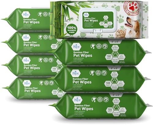 MED PRIDE Bamboo Fiber Dog Wipes 8x8 in,Biodegradable,Aloe Vera,800 Count