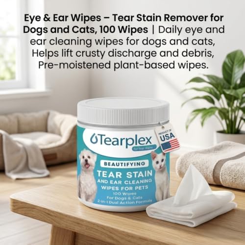 Eye & Ear Wipes – Tear Stain Remover for Dogs and Cats, 100 Wipes