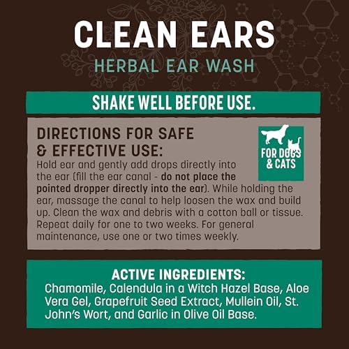 Earth Animal Apothecary - Herbal Ear Wash Cleanser for Pets - 4 fl oz