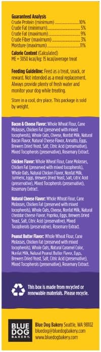 Blue Dog Bakery More Crunch Small Assorted Flavors, Dog Biscuits, Healthy Treats, All Natural, Bacon, Chicken, Cheese, Peanut Butter, 5 lb (Pack of 1)
