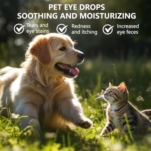 Eye Drops for Dogs & Cats, Pet Eye Wash to Soothe Allergy & Irritation, Dog Eye Drops to Relieve Dry Eyes Pink Eyes, Pet Tear Stain Cleaner, Safe & Gentle Formula, Suitable for All Animals, 2 x 10ml