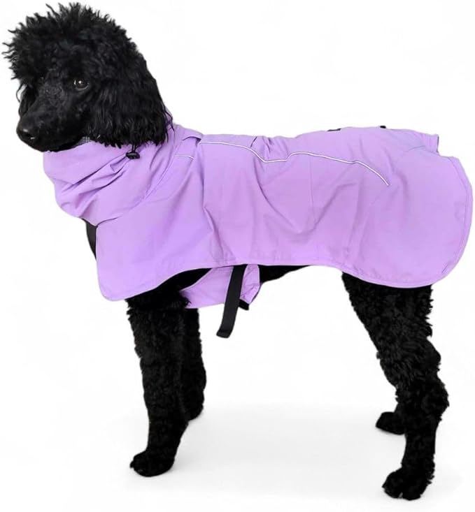 Spark Paws Dog Raincoat, Waterproof Windproof Rain Jacket, for Small Medium Large Extra Large Dogs, Reflective Breathable Full-Body Coverage Dry Suit - Purple - M