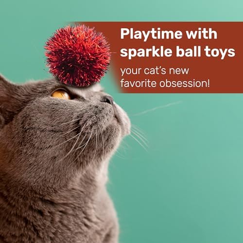 Tuff Kitty Puff Jumbo 2 inch Sparkle Ball Cat Toy - 12Pk Multi-Color