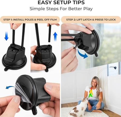 Interactive Cat Toys for Indoor Cats - 6 Feathers 3 Worms Double Sided Suction Cup - Round Base Teaser Wand - Self Play Bird Hunting - Bored Adult Feline Solo Activity - Kitten Juguetes para Gatos