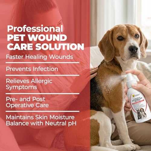 Dog and Cat Wound Care Spray for Dogs & Cats – Vet Recommended Skin Cleansing Spray, Helps Clean Minor Cuts & Scratches, Supports Skin Hygiene, Gentle No-Sting Formula - 3.38 Oz 100 Ml