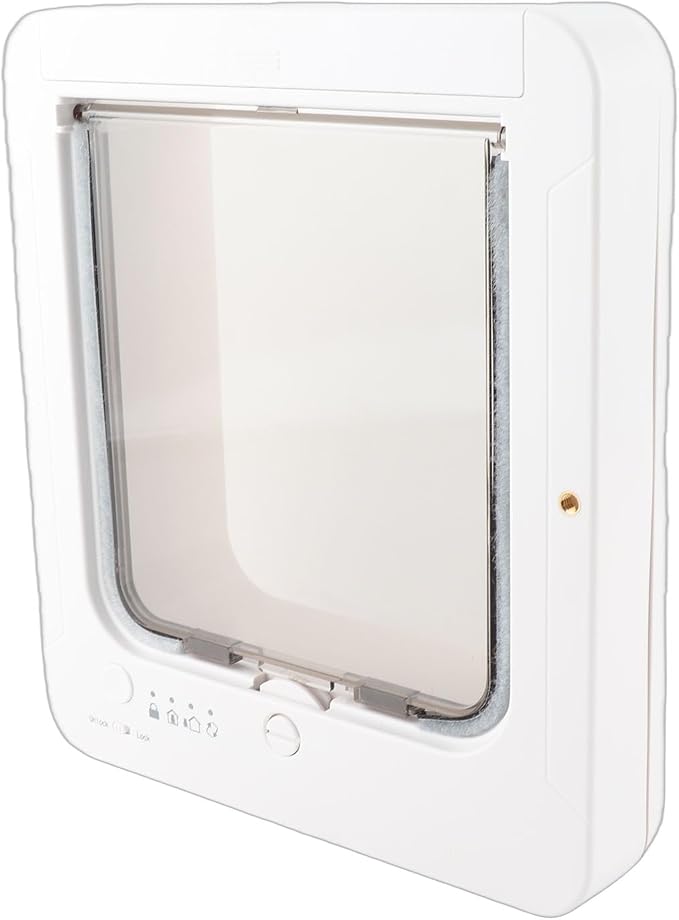 TOPINCN Smart Cat Flap Collar Activated Cat Door Electronic Pet Door Automatic Sensing 2 Way Entry Safety Guard White Plastic for Indoor Outdoor Pets