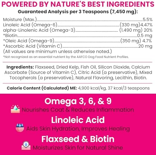 Dog Skin and Coat Supplement - Omega 3 6 9 with Kelp Powder, 5.4 oz