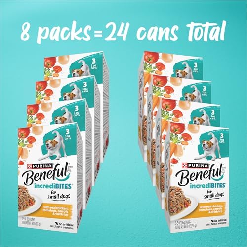 Beneful Purina Small Breed Wet Dog Food with Gravy, IncrediBites with Real Chicken - (8 Packs of 3) 3 oz. Cans