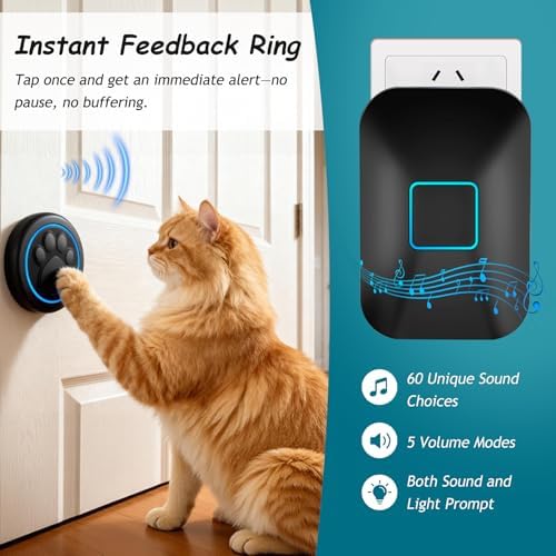 Halo Paw Smart Dog Door Bell–BK Dog Bells to Go Outside (2 Chimes & 1 Bell)