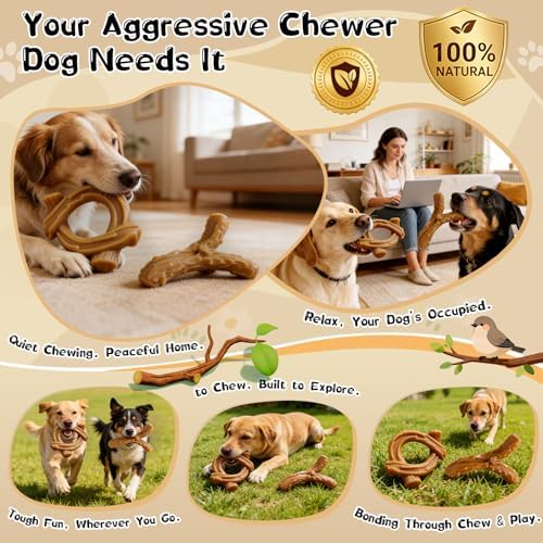WOWBALA 2 Pack Dog Chew Toys for Aggressive Chewers,Indestructible Dog Toy for Medium Large Dogs, Chew Toys to Keep Dogs Busy,Super Chewer with Tough Nylon, Reduce Boredom & Anxiety