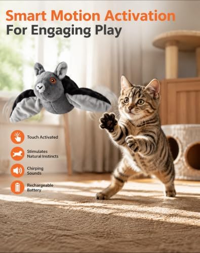 Flying Bat Dog Toy, Realistic Flying Interactive Pet Toy with Pet Hair Removal Gloves, Detachable Bat Shape Toy for Dogs Outdoor Play Training