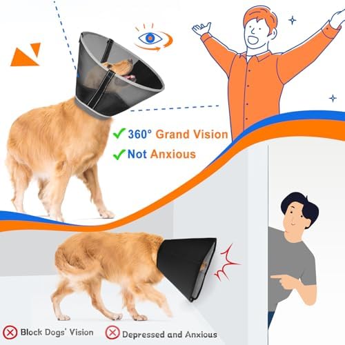 Breathable Mesh Dog Cone Collar for Surgery, Soft Elizabethan Recovery Alternative to Stop Licking,Pet Neck Collar for Large Medium Small Breeds