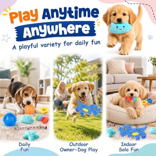 KIPRITII 9 Pack Puppy Toys for Teething, Small Dog Toys Set Keep Dogs Busy