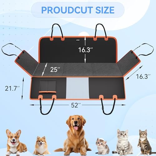 Back Seat Extender for Dogs, PU Leather Hard Bottom Dog Car Seat Cover for Back Seat, Waterproof, Scratch Proof and Anti Slip Dog Hammock for Cars and SUVs, Holds 400 lbs