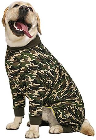 Dog Surgery Recovery Suit Female Male for Dogs After Surgery Medium Large Dogs Onesie Dog Pajamas Pjs Clothes (Camo, 34 (Chest 35.04 in | Backlength 23.62 in))