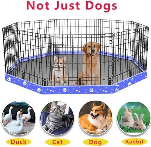 Dog Playpen Bottom Pad Fits for 24 Inch 8 Panels Regular Octagon Metal Exercise Pet Playpen, Dog Crate Pad Puppy Playpen Pad. (Note: Playpen Not Included) -Blue