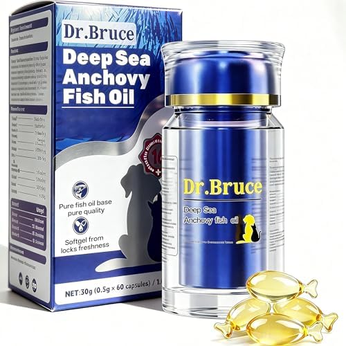Omega 3 Fish Oil for Dogs & Cats, Itchy Skin & Allergy Relief, Reduces Excessive Shedding, Deep Sea Anchovy Softgels with EPA, DHA, Vitamin A & D3, Supports Coat, Joint & Heart Health for All Ages